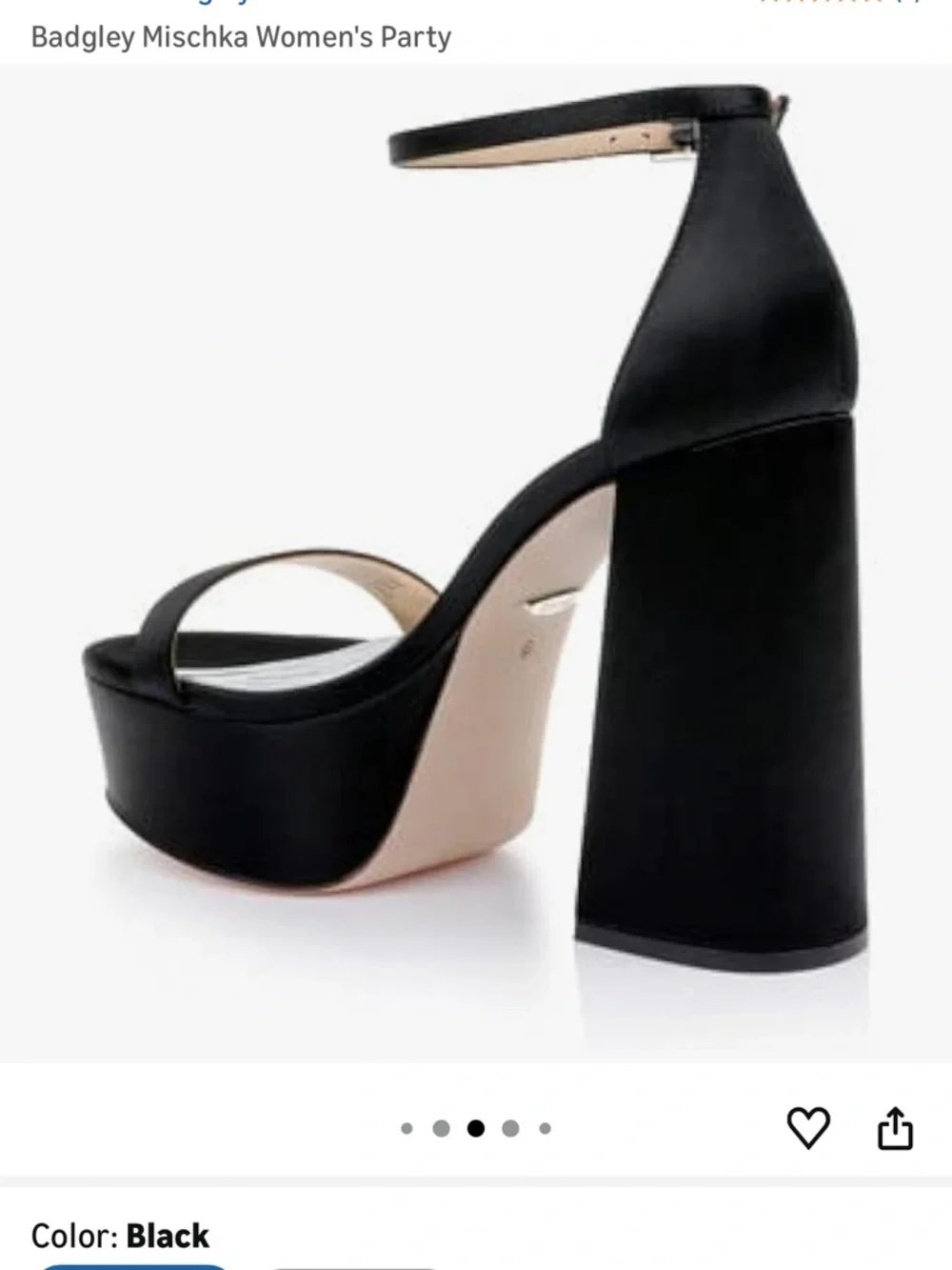 Badgley Mischka Black Satin Party Platform Ankle-Strap Sandal Heel